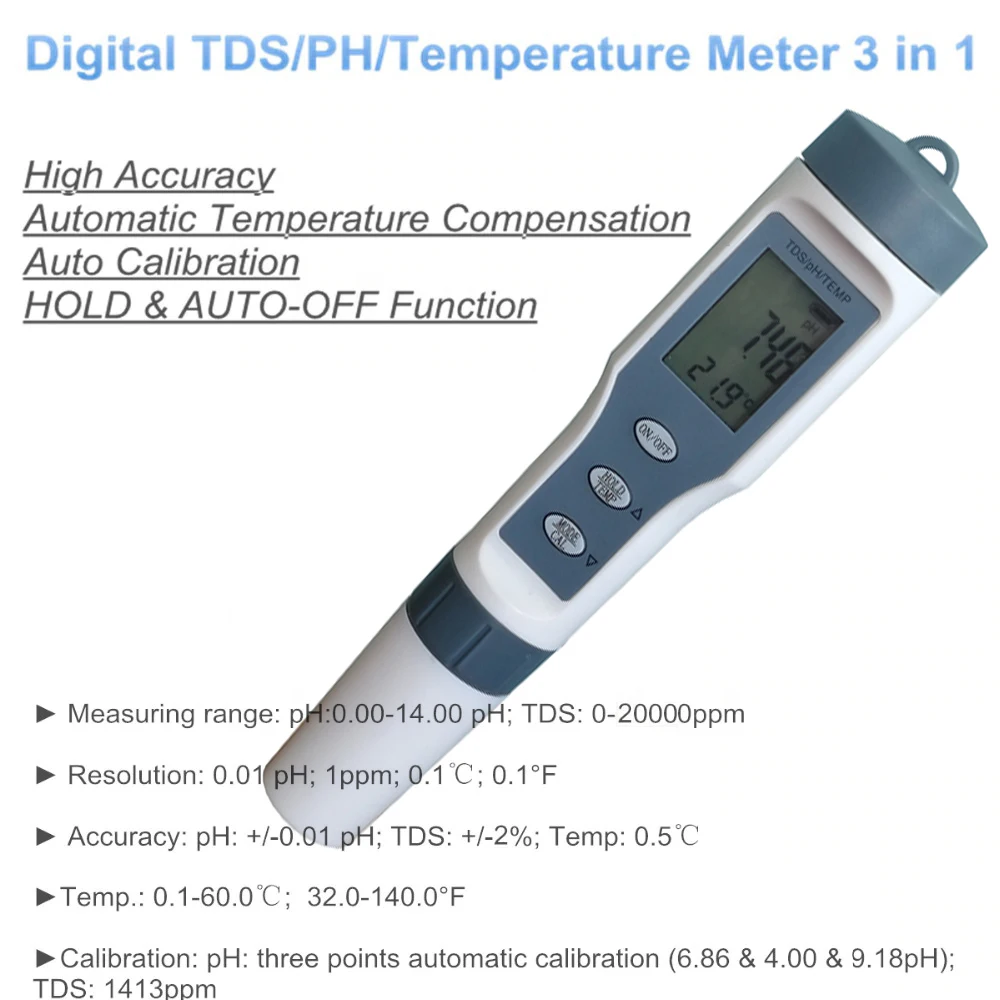 Water Proof Ph / Tds / Temp Meter Ph Meter Food Buy Pocket Digital Ph