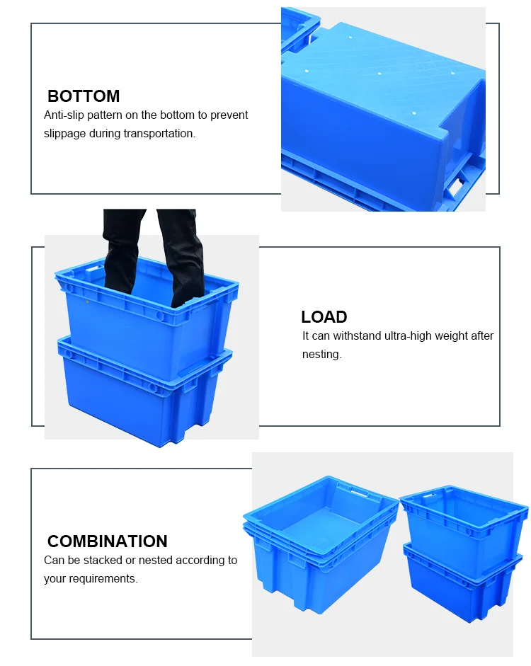 Plastic turnover box for warehouse refrigerated storage