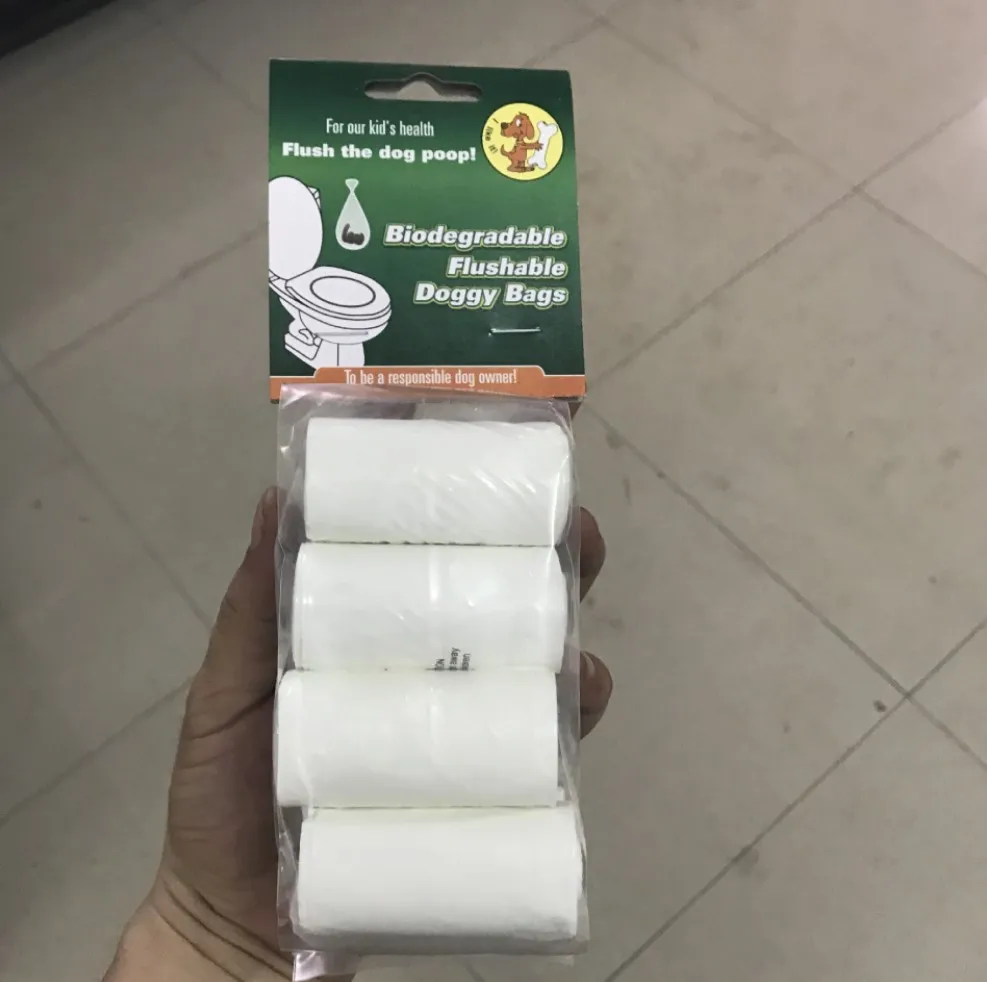 Ecofriendly Pet Flushable Biodegradable Poop Bags With Dispenser