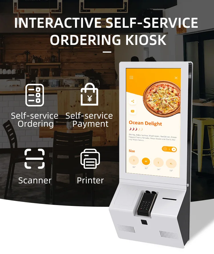 32 inch self service food advertising display kiosk self