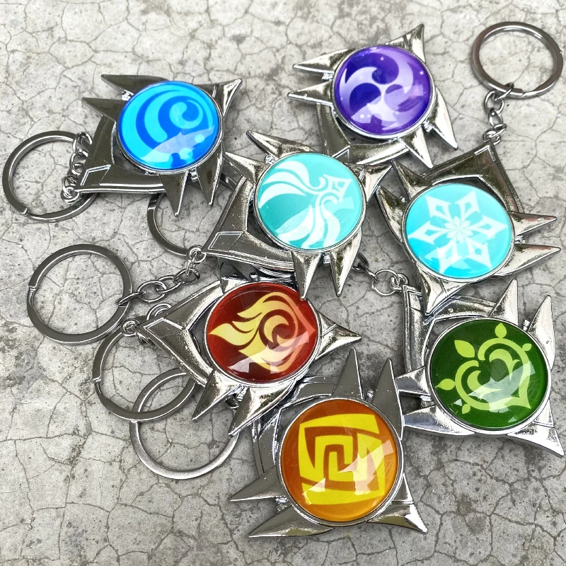 Genshin Impact Keychain Element God's Eye Vision For Men Car Key Chain