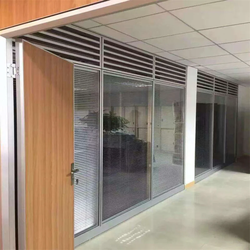 100mm Aluminum Frame Steel Keel Double Glass Partition with Built-In Louvers for High-End Retail Boutiques manufacture