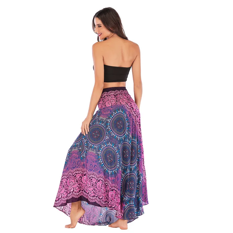 Two Ways To Wear Beach Ethnic Style Swing Skirt Women Long Hippie ...