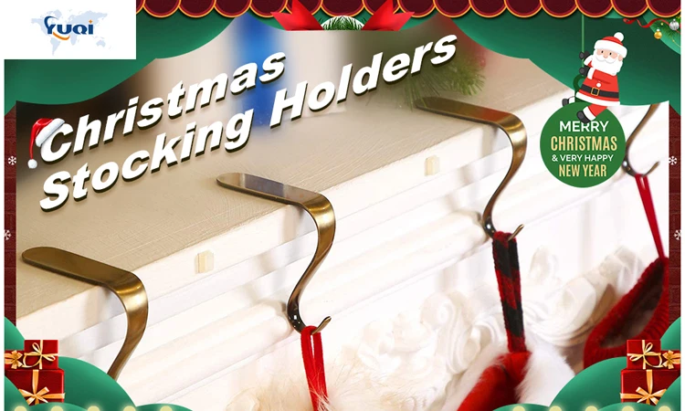 Christmas Stocking Holders Hooks Fireplace Mantel Hangers Metal Hanging Hanger Clips for Christmas Party Decoration Supplies