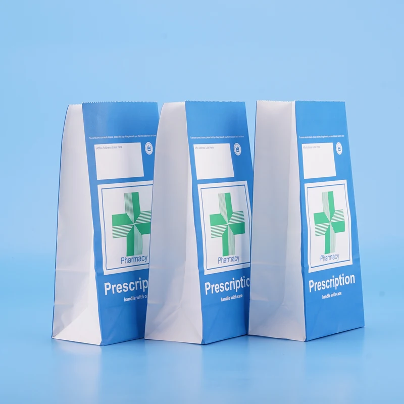 50gsm White Kraft Logo Printed Pharmacy Paper Bag Buy Paper Bag For