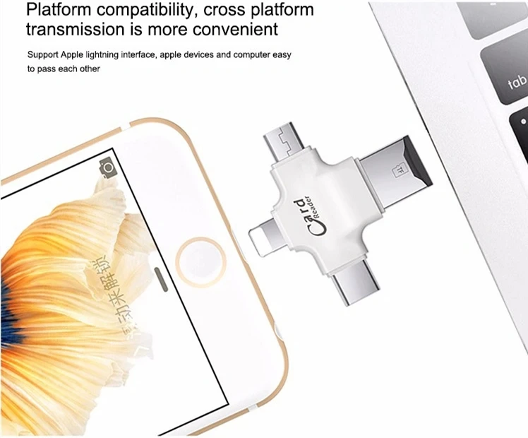 Type-C Lightning Micro TF Card Reader 4 in 1 OTG USB Flash memory disk SD for Mobile Phone - ANKUX.COM
