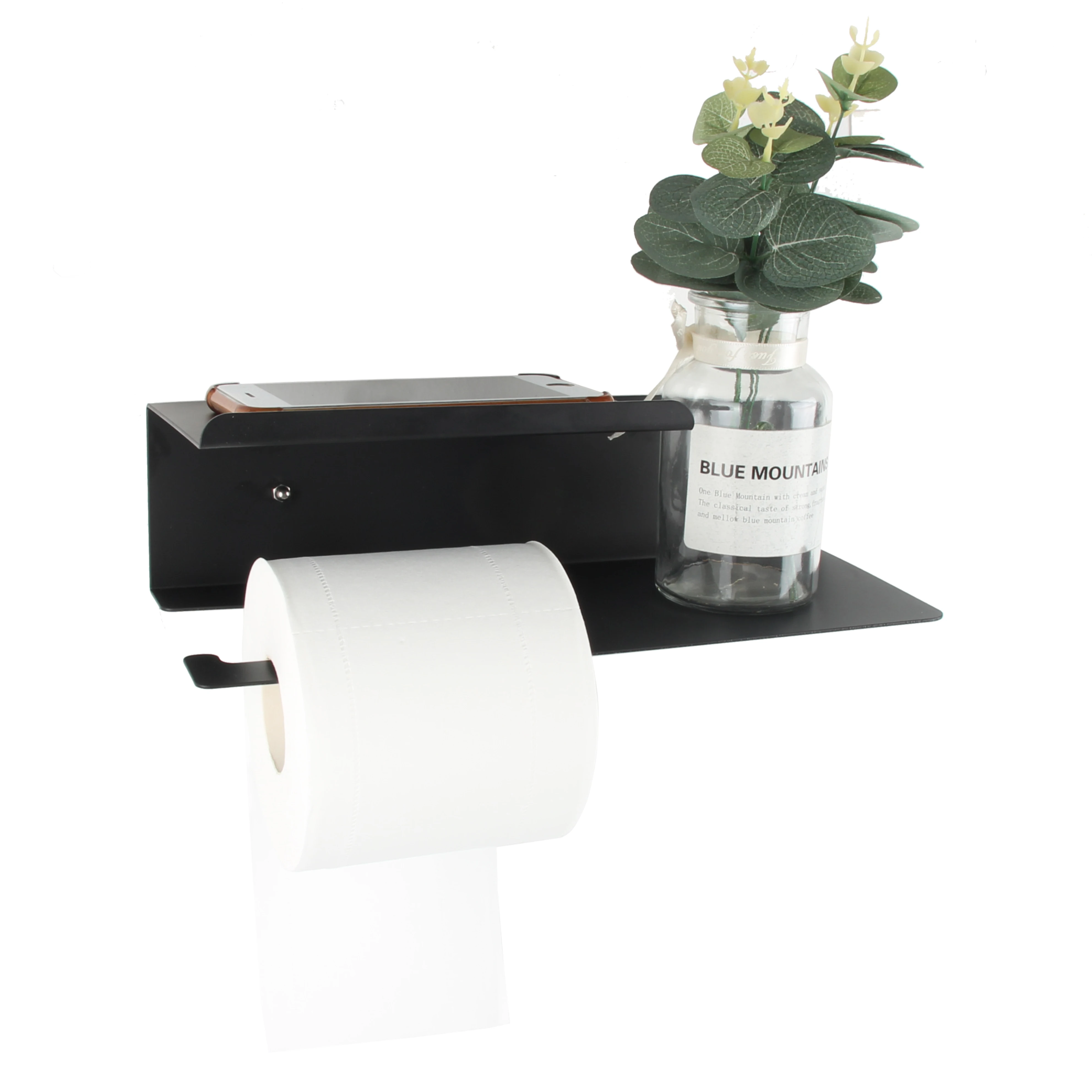 304 Stainless Steel Black Wall Mounted Toilet Paper Roll Holder With