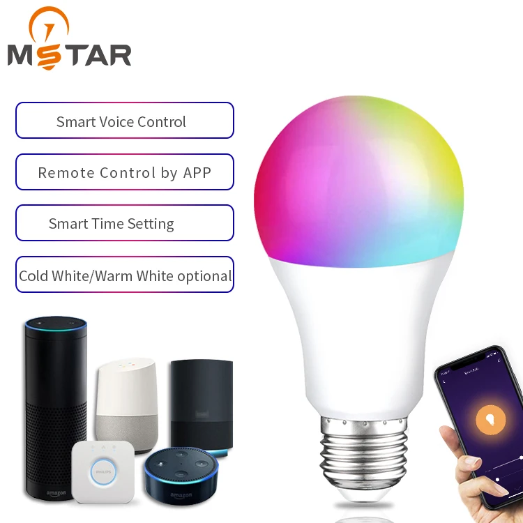 Google Hom IFTTT RGB Color Changing Voice Control Warm Lighting Energy Saving LED Smart Wifi light bulbs US E26 A19