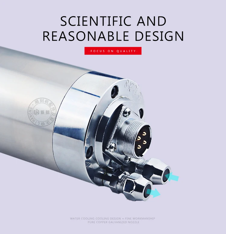 100mm diameter 3kw  water cooled spindle motor  with collect ER20 for cnc router