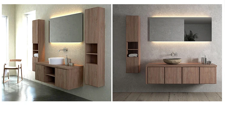 Modern style waterproof contemporary wall hanging basin bathroom cabinets