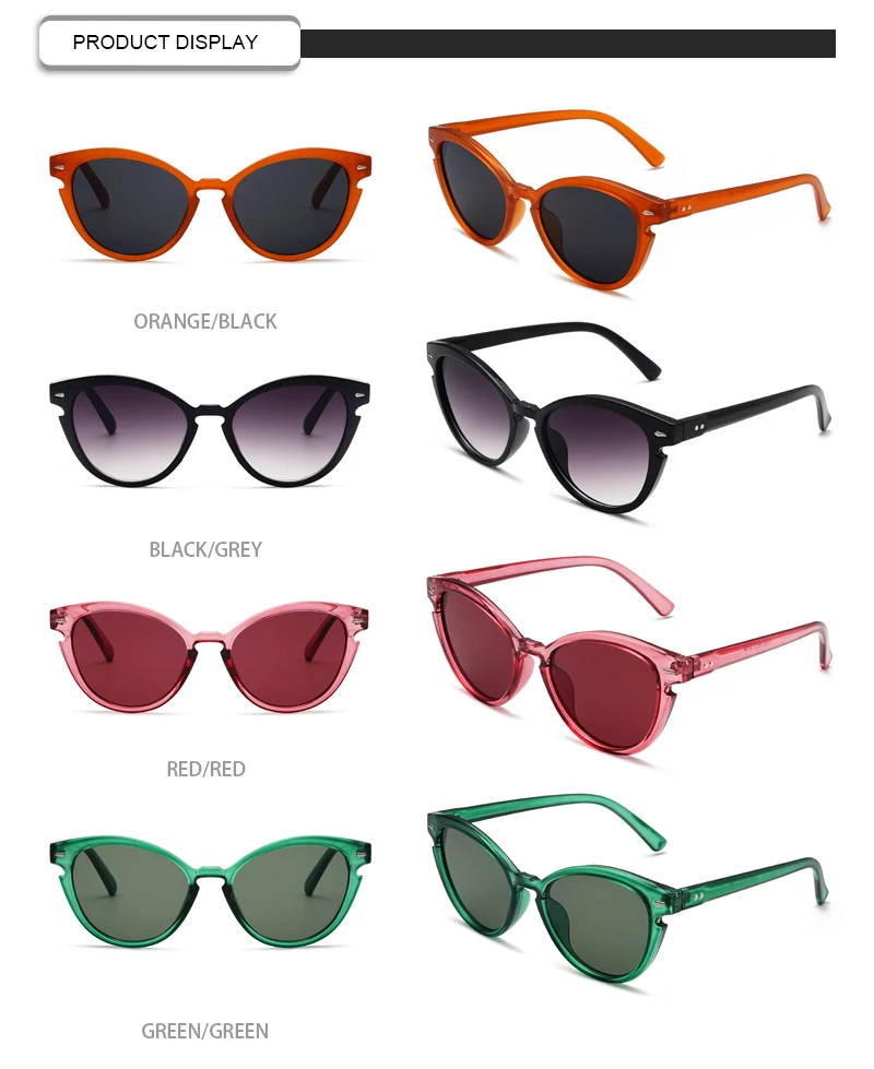 2019 Wholesale Lunettes De Soleil Rice Nail Plastic Cat Eye Men Women Sunglasses