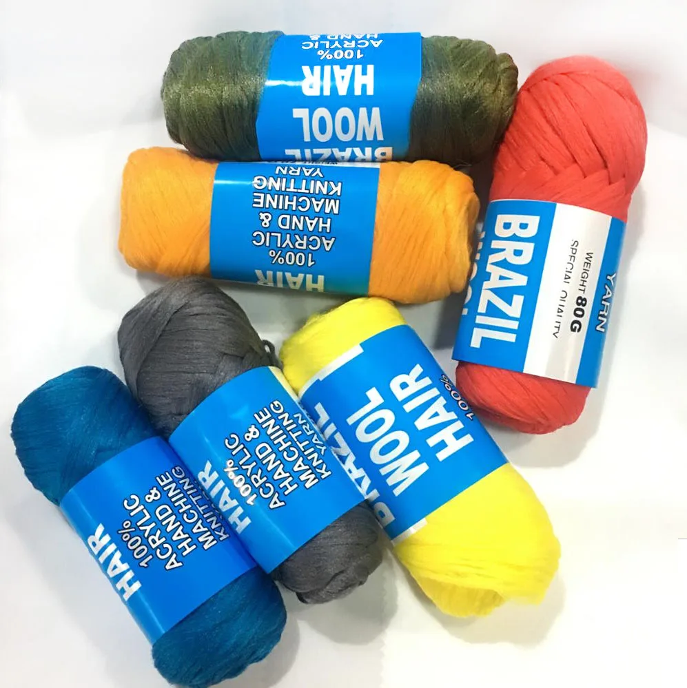 Brazilian Wool Hair 100% Acrylic Knitting Yarn , Hand and Machine Knitting  Blended Yarn Scale Hair 70G