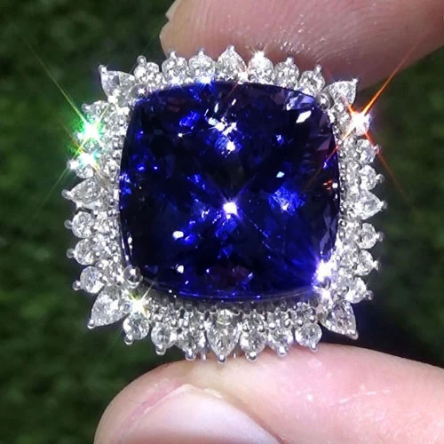 Vintage huge buy sapphire statement ring size 8