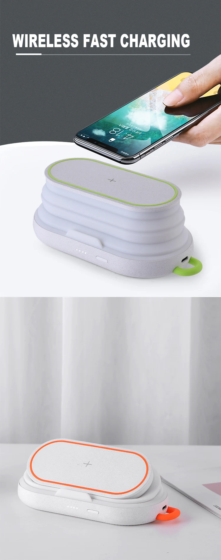 4 in 1RGB night light power bank  charger wireless  with phone holder