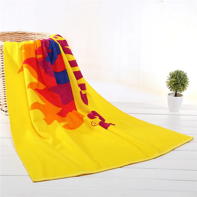 Custom Printing Logo Comfortable Jacquard Custom Large Sand Free 100% Cotton Beach Towel