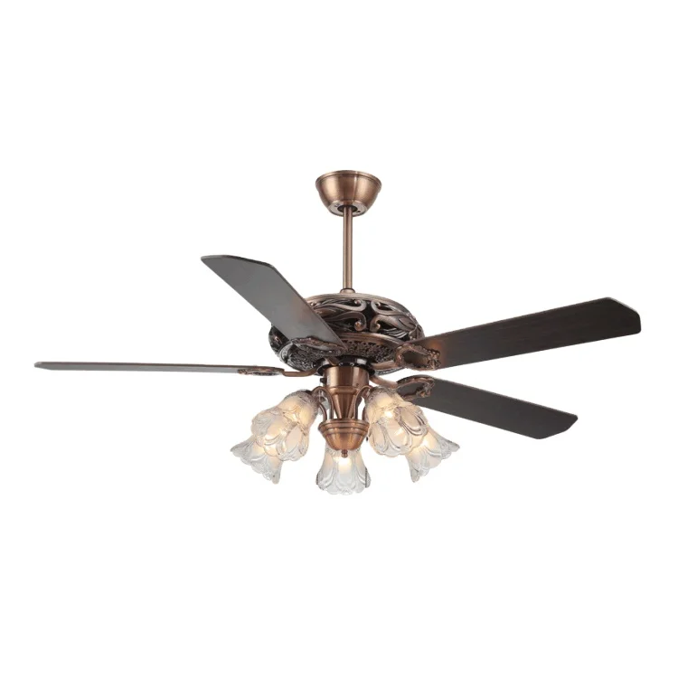 Flower fancy modern crystal metal glass 52 inch ceiling fan chandelier lighting