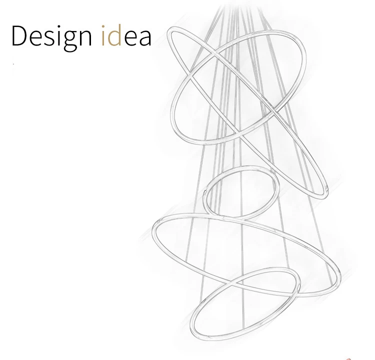 Modern hotel lobby villa living room chandelier light luxury creative dining room lamp atmospheric ring bedroom led lamp