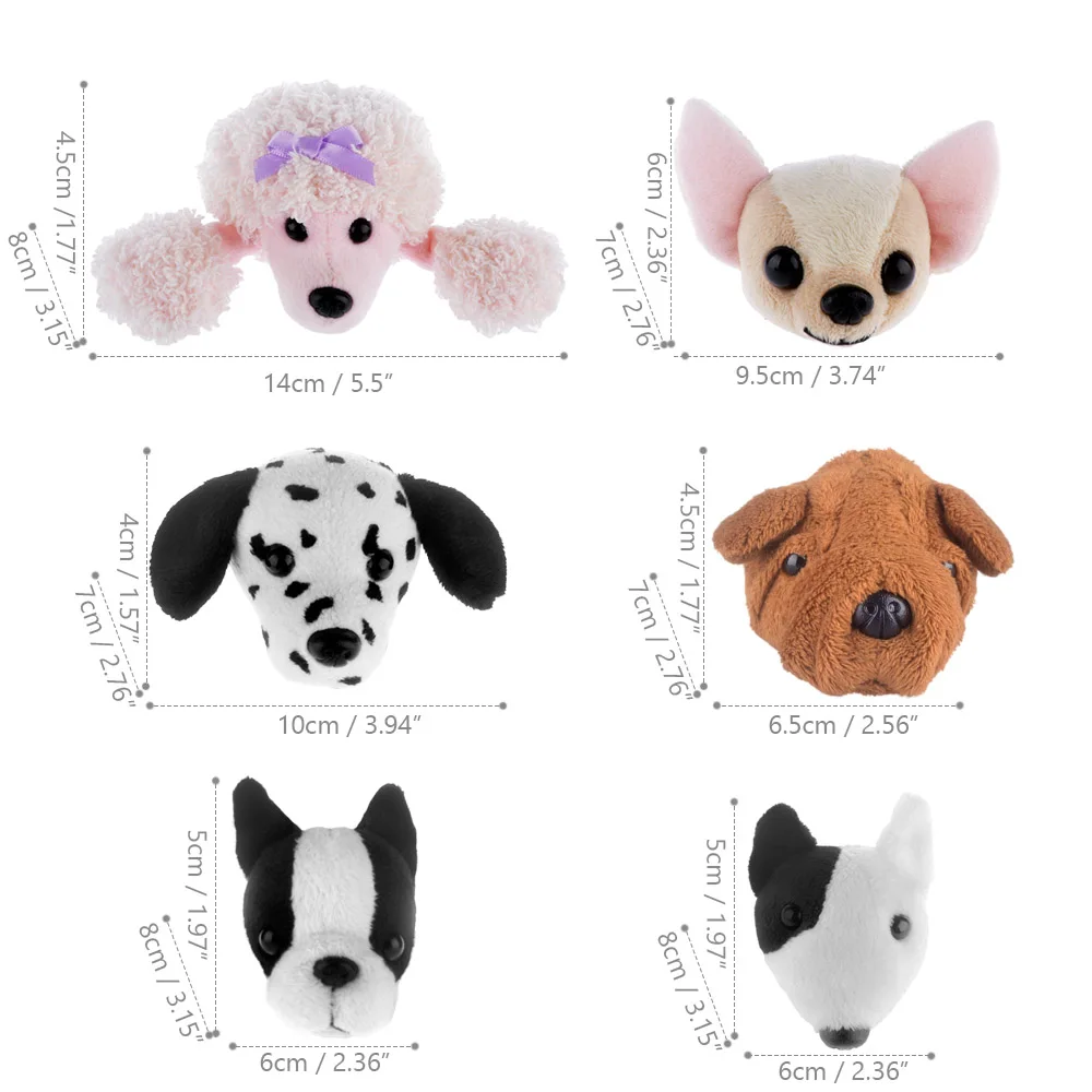 Plush Toy Refrigerator Sticker Fridge Magnet Dogs Head Stuffed Poodle Bull Terrier Dalmatian Chihuahua Sharpei Boston Home Decor