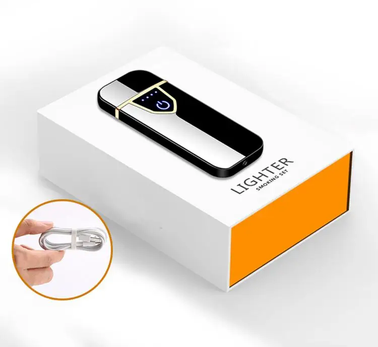 Customized Windproof Metal Flameless USB Rechargeable Electronic Touch Lighter.jpg