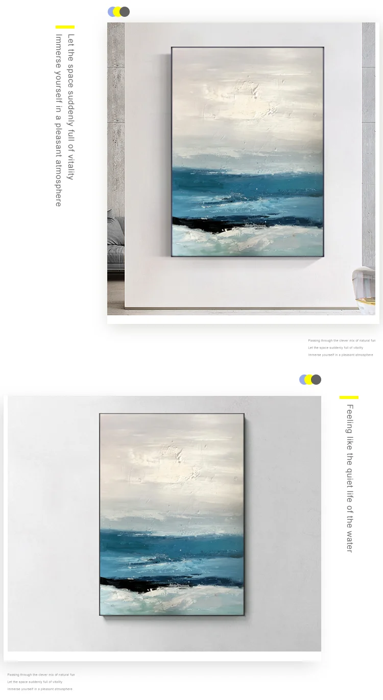Hand Painted Canvas Abstract Landscape Art Oil Painting Living Room Sea Painting