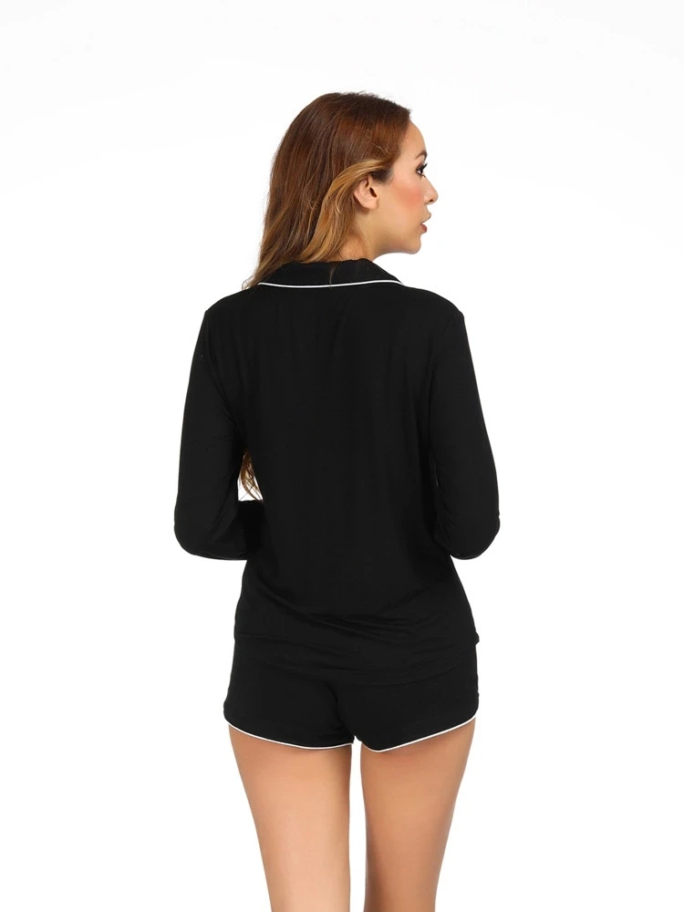Women Long Sleeve Modal Pajama Sets Lady Short Pajamas And Long