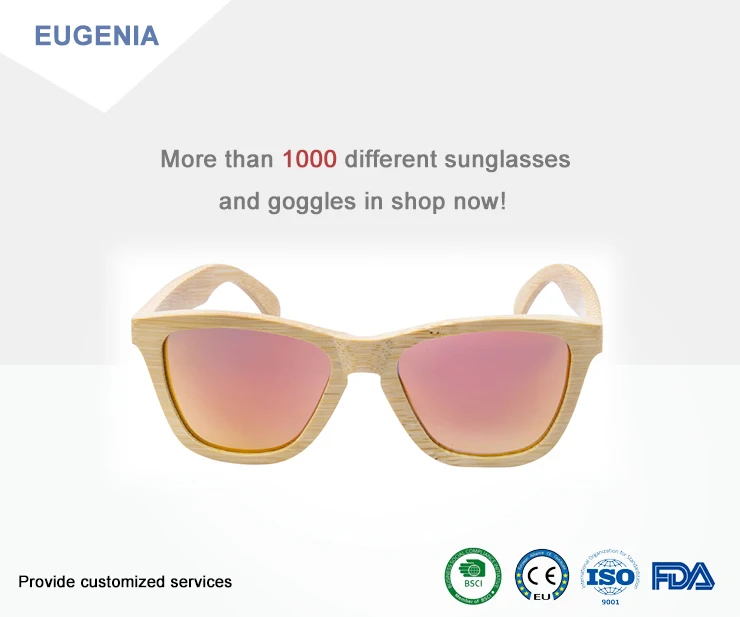 EUGENIA hyper good look sunglass stand PC lens bamboo foot sunglasses for men and women