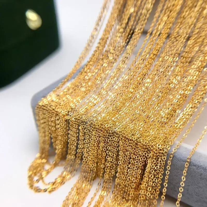 9k 10k 14k 18k Real Gold Cable Chains Necklace Chaine Pour Femme Gold