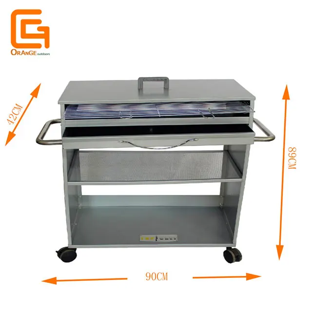 Outdoor Portable BBQ Trolley Grill Forest Charcoal Barbeque Grill with Two Side Handles