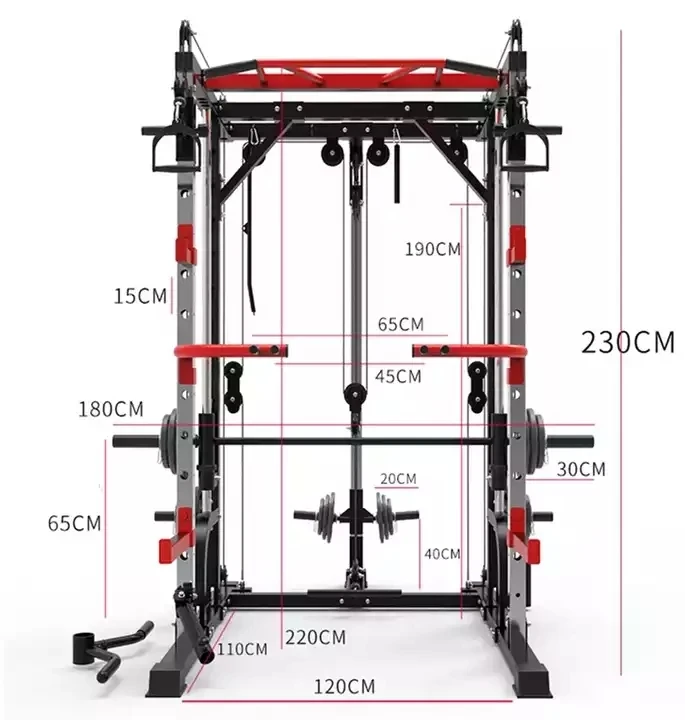 Home Body Building Cable Crossover Multifunctional Power Cage Squat Rack With Weight Lifting Training Gym Smith Machine manufacture