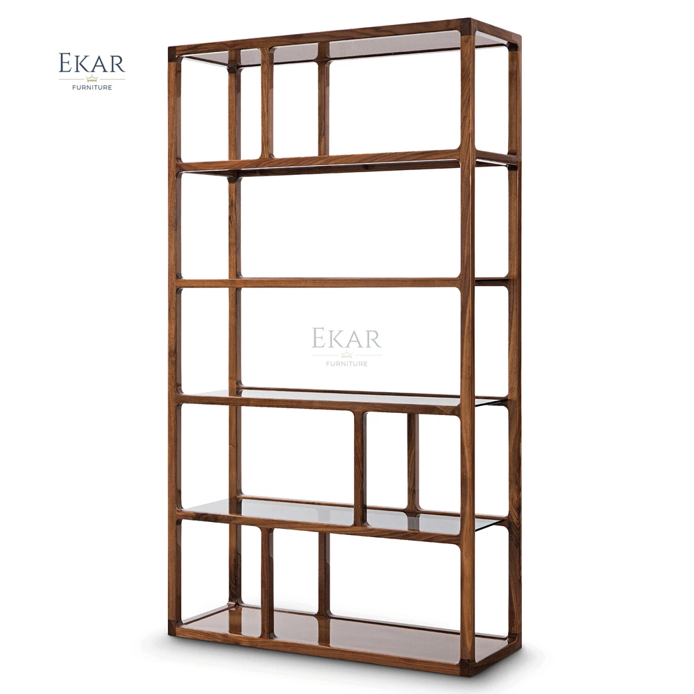 product solid wood tea room storage rack elegant home furniture for living room hall school or apartment with panel style-62