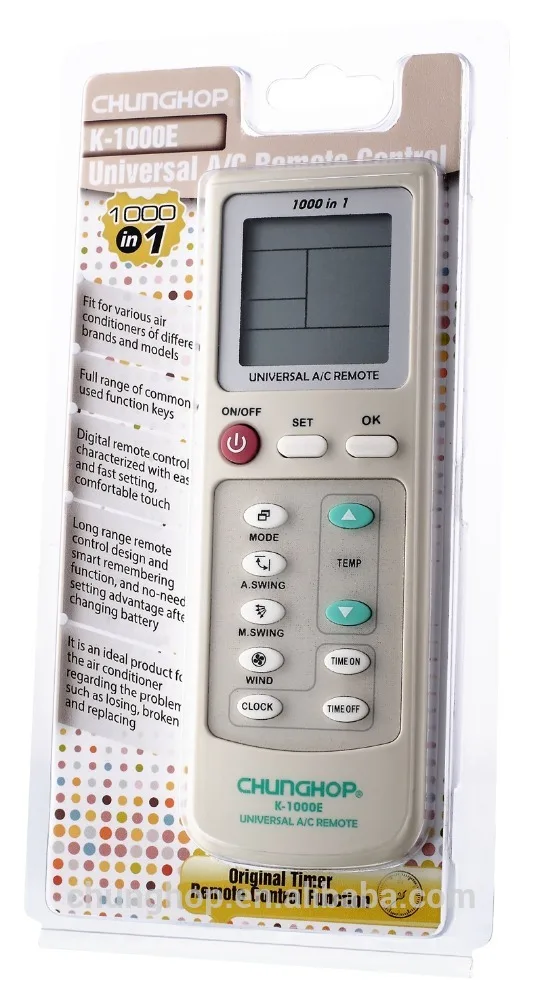 Chunghop K1000e Ac Universal Remote Control Display Control For Air