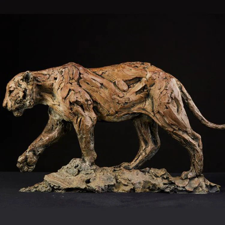 bronze jump cheetah sculpture