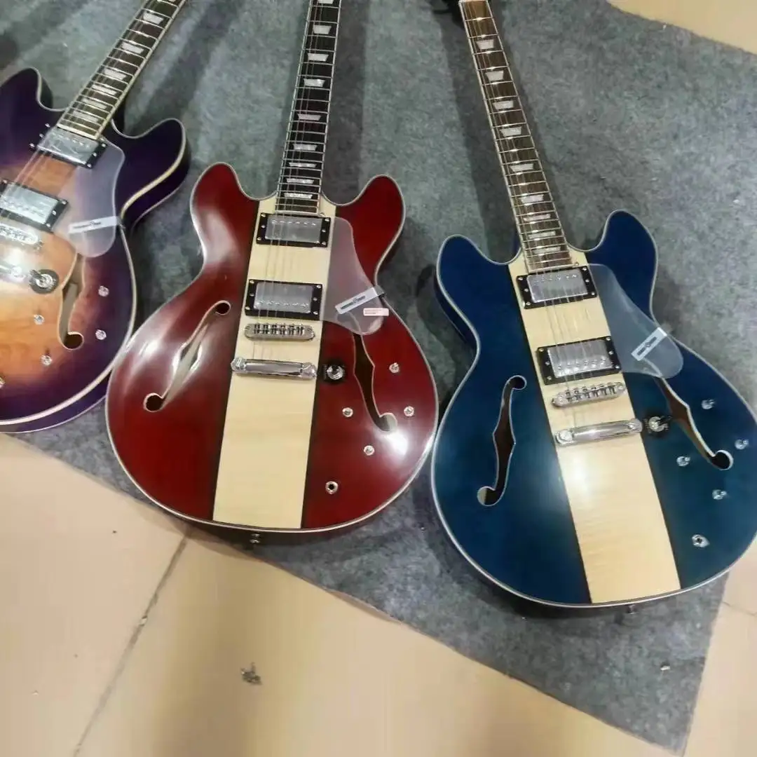 Semi Hollow Body Electric Guitar With Flamed Top Buy Guitar Wholesale