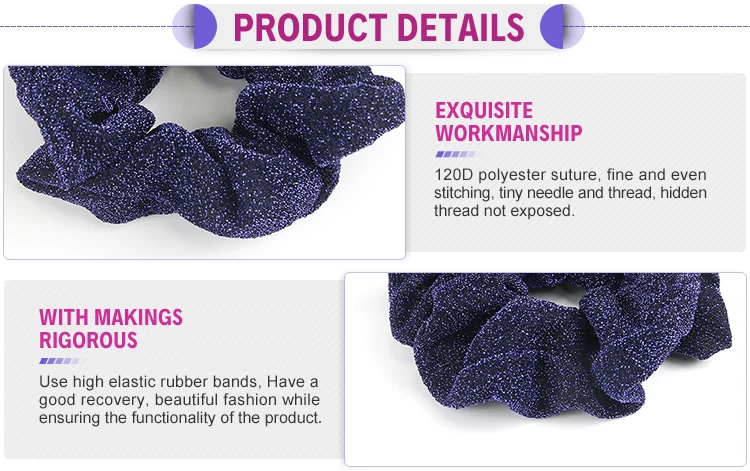 Fashion cute scrunchies coil royal blue hair ties for girls