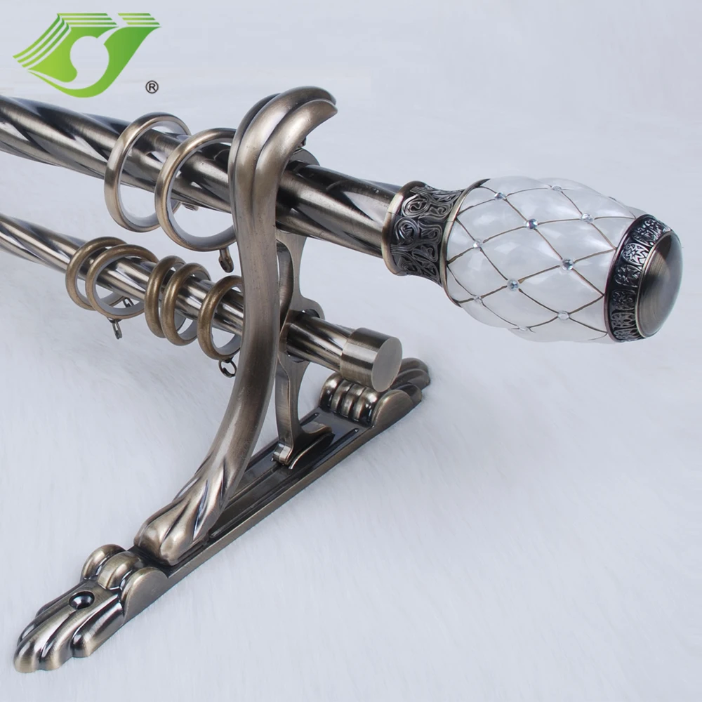 Custom Luxury Resin Finials Decorative Hot Sale Swivel Curtain Rod