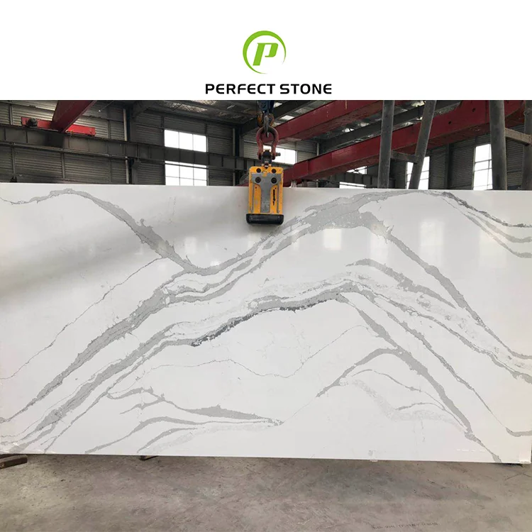 Calacatta Grey <a class='inkey' style='color:blue' href='https://www.xmperfectstone.com/quartz-slab' target='_blank'>Quartz Slabs</a> for Countertops Kitchen Hotel Artificial Quartz Stone Sheet supplier