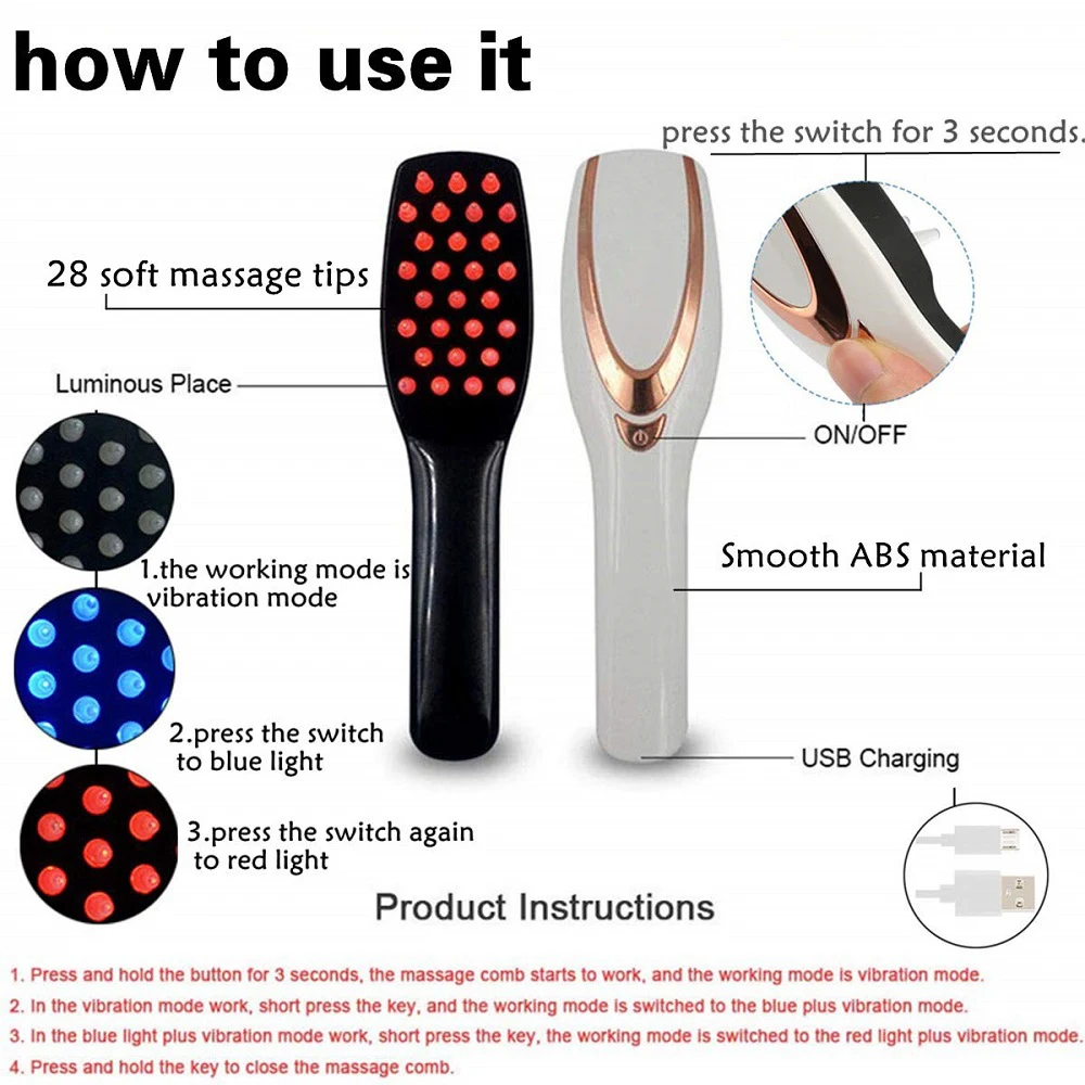 Hot Sale Red Light Therapy Head Massage Comb Hair Growth Laser Scalp