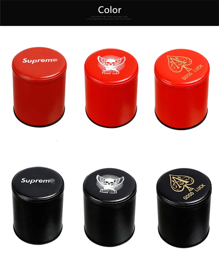 Raintoad Dice Cups,Red Felt-Lined Leather Dice Cup Set with 6 Dot Dices 