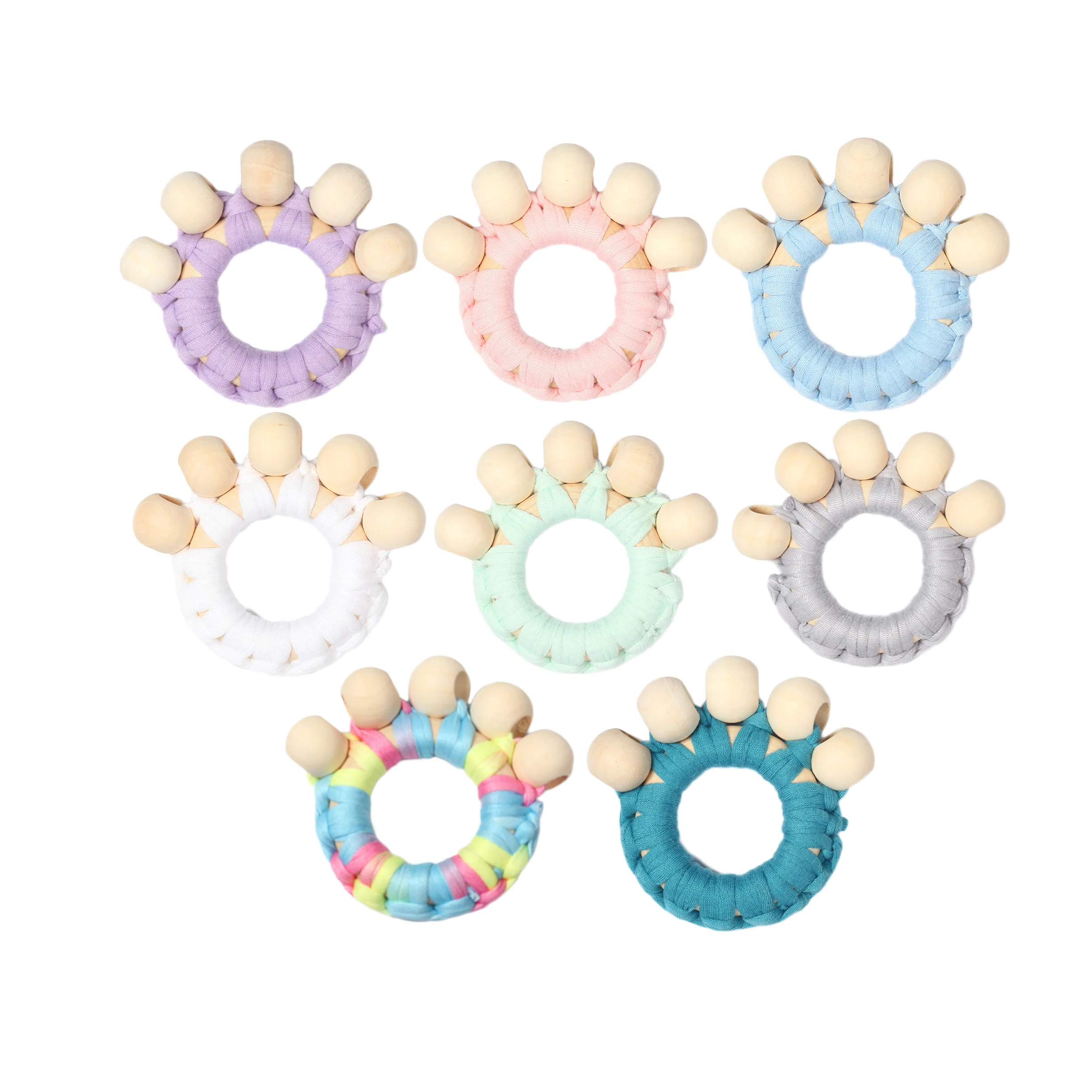 Wooden Baby Teething Ring Hand Sensory Toys Pain Relief Infant Nursing