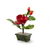 Natural Jade Flower Gemstone Trees Red Rose Flower Bonsai Tree for Decoration Carvings Jade Tree