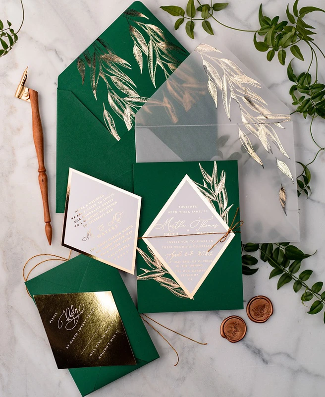 邀请卡与信封蜡封 - buy chic wedding invitations,tracing paper