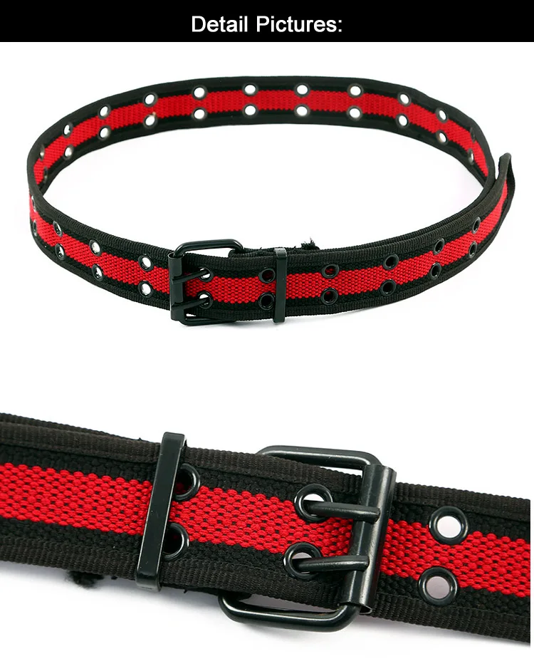 Custom Stitched Unisex Two-Hole Double Grommet Web Canvas Belt with Pin Buckle