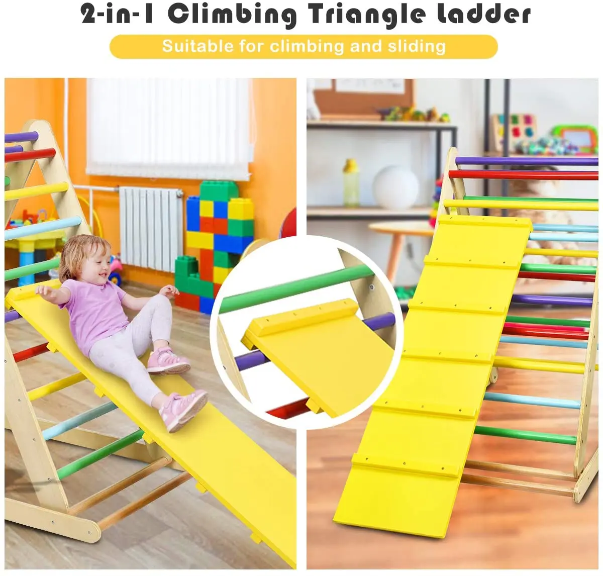 Foldable Wooden Toddler Climbing Triangle Ladder For Sliding & Climbing