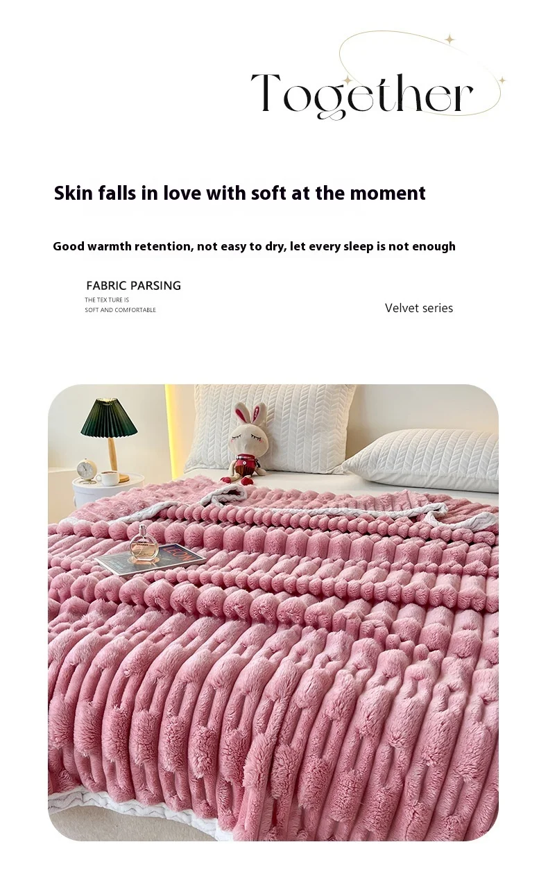 Imitation Fur Rabbit Plush Blanket Bamboo Knot Flannel Throw for Home Printed Milk Velvet Sofa Air Conditioning Bed Blankets