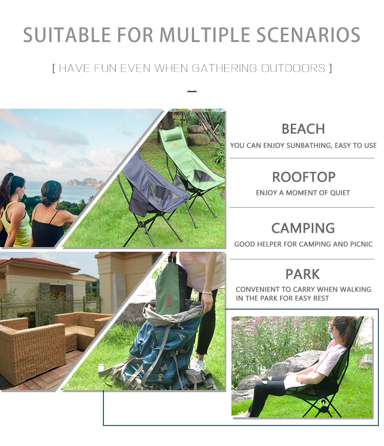 2021 New Design High Folded Chair Oversized Camping Chair Ultra Light