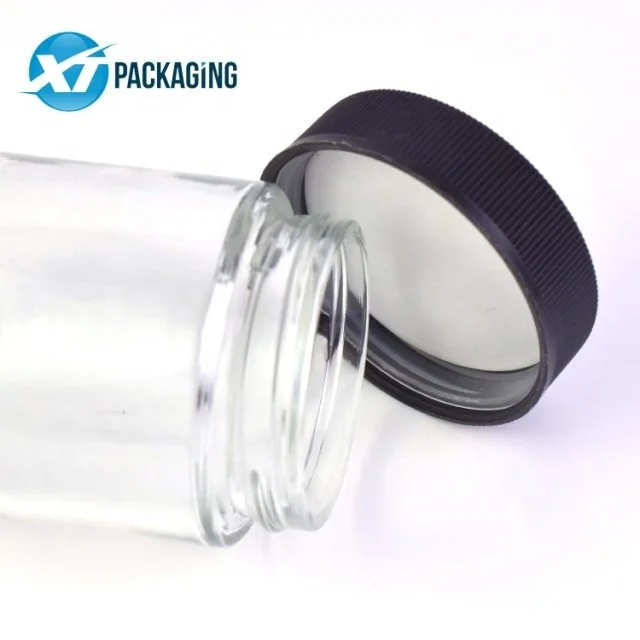 180ml Glass Jar Customize Child Resistant Mason Bottle Clear Glass Candle Jar Smell Proof 6oz