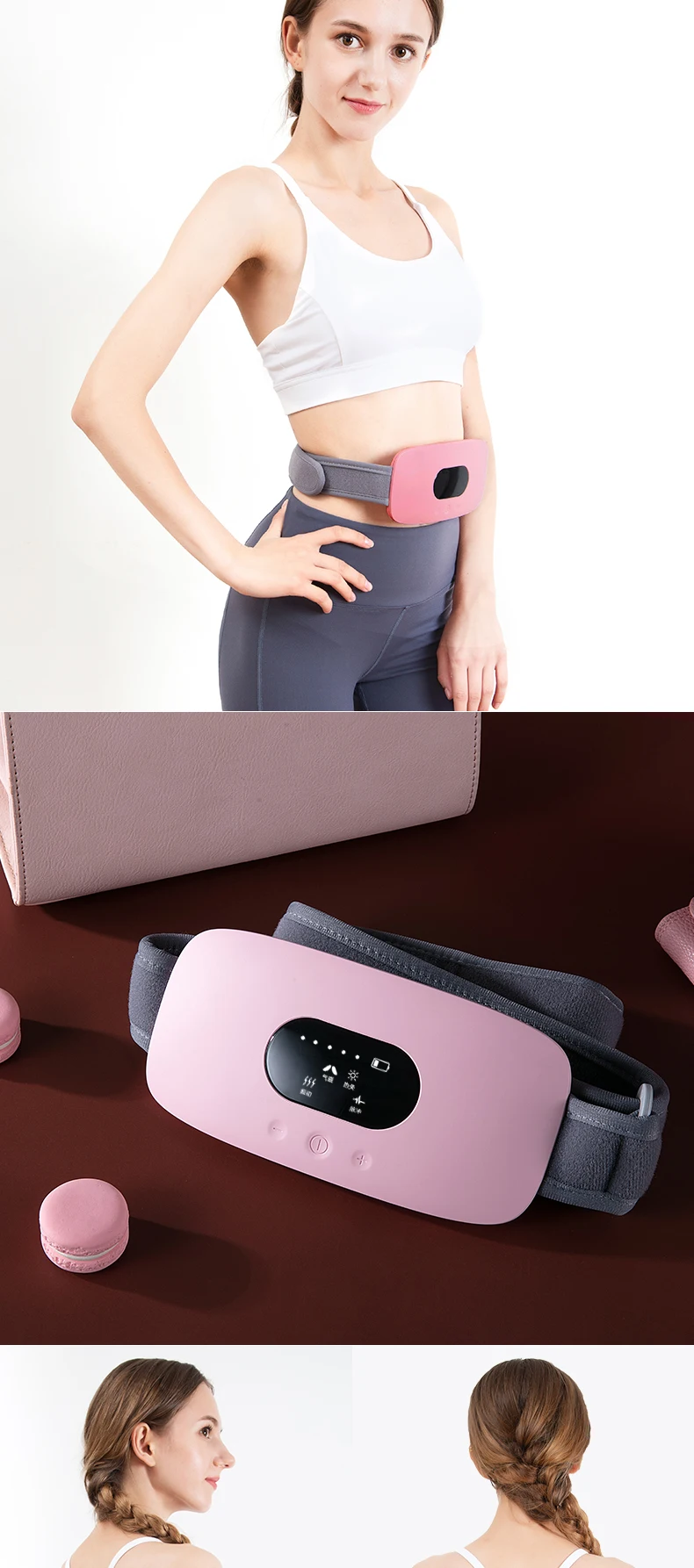 HEZHENG Intelligent Menstrual Pain Relief Device Machine for Woman Abdominal Massage Waist Warm Abdomen Compression Massager