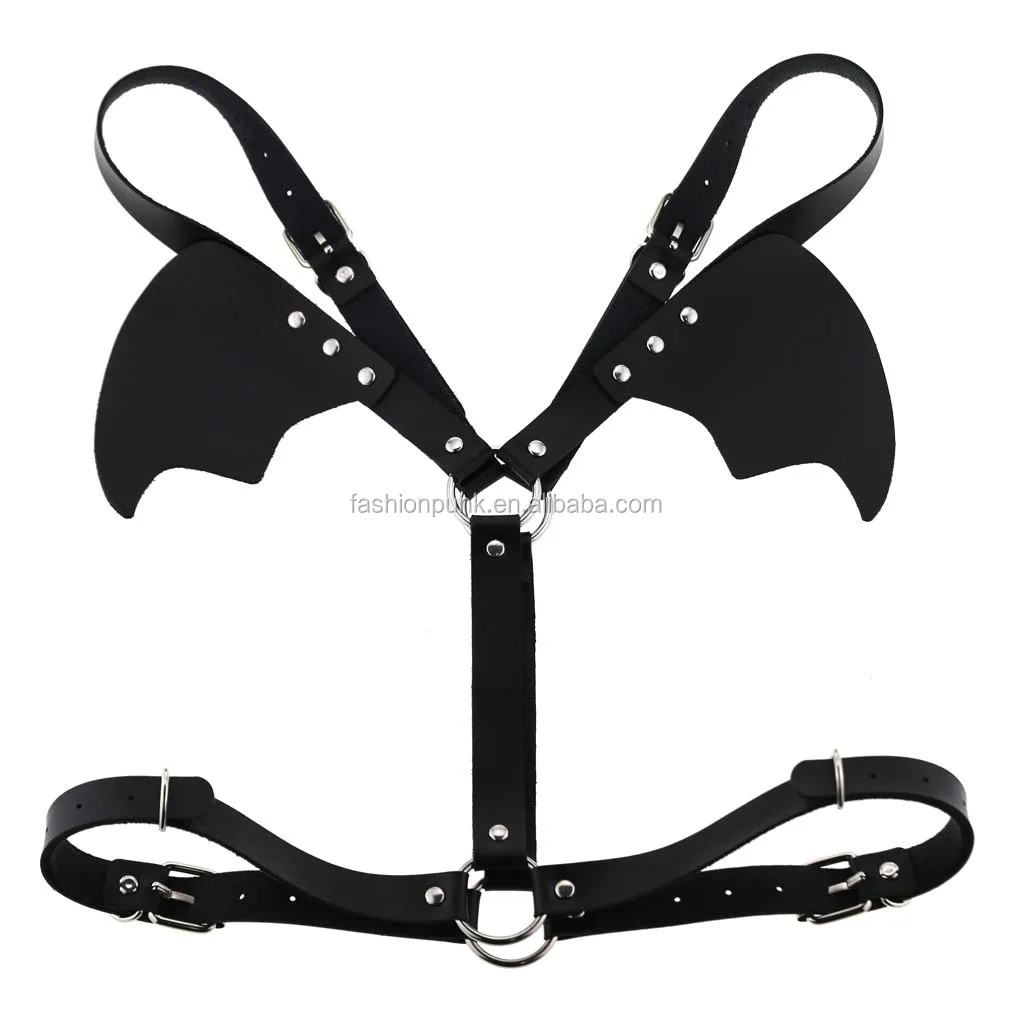 Womens Gothic Leather Angel Wings Body Harness Belt Batwing Halloween ...