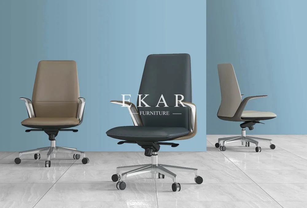 Postmodern Style Mid-Back Faux Leather Office Chairs Fashionable And Simple Swivel Chair details