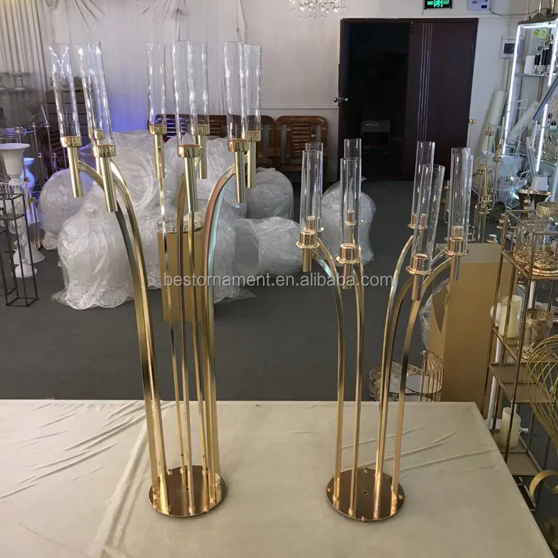 7arm Gold Metal Tall Floor Standing Candle Holder Candelabra